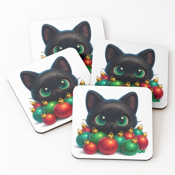 Item preview, Cat in Christmas Ornaments | Kawaii Kitty Buried in Baubles | Funny Holiday Cat designed and sold by PrintCreations9.