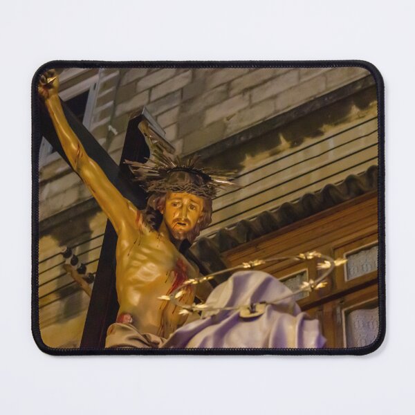 Item preview, Religious Statue of Jesus on the Cross During Night Procession With Crown of Thorns designed and sold by Nmallia.