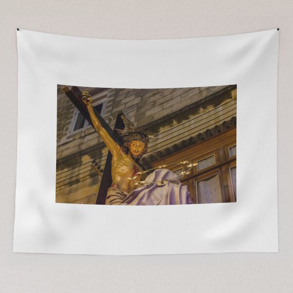 Item preview, Religious Statue of Jesus on the Cross During Night Procession With Crown of Thorns designed and sold by Nmallia.