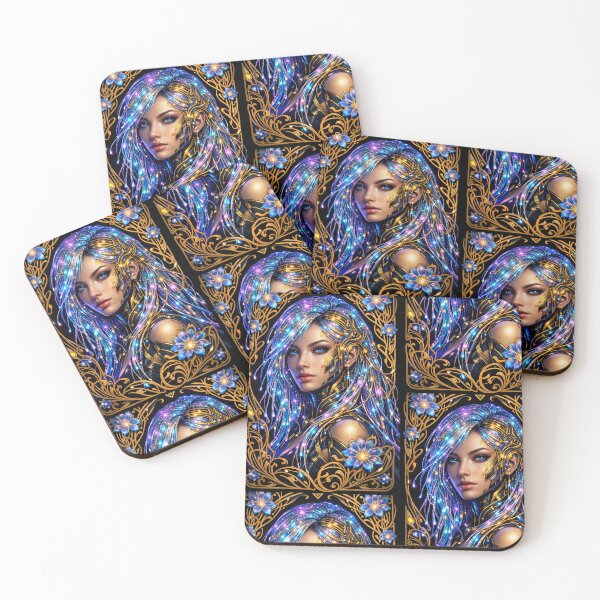 Item preview, Vibrant Celestial Woman and Glowing Blue Flora designed and sold by Ink-verse-.