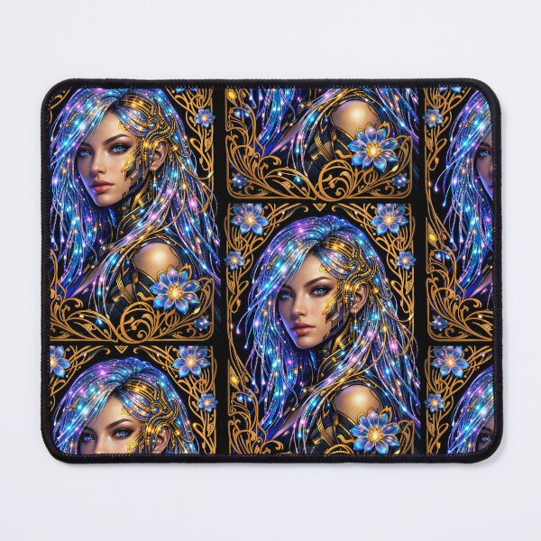 Item preview, Vibrant Celestial Woman and Glowing Blue Flora designed and sold by Ink-verse-.