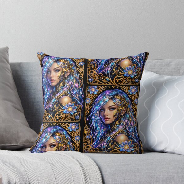 Item preview, Vibrant Celestial Woman and Glowing Blue Flora designed and sold by Ink-verse-.