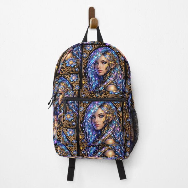 Item preview, Vibrant Celestial Woman and Glowing Blue Flora designed and sold by Ink-verse-.