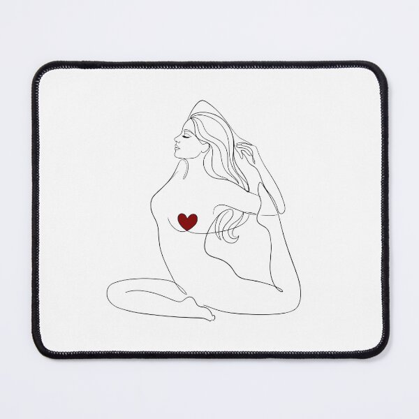 Item preview, Minimalist Yoga Girl Line Art with Red Heart - Self Love & Mindfulness designed and sold by Shopeon Designs.