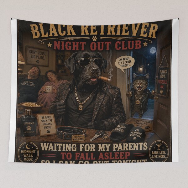 Item preview, Black Retriever Night Out Club Funny Sleeping Parents Dog Design designed and sold by shopevermint.