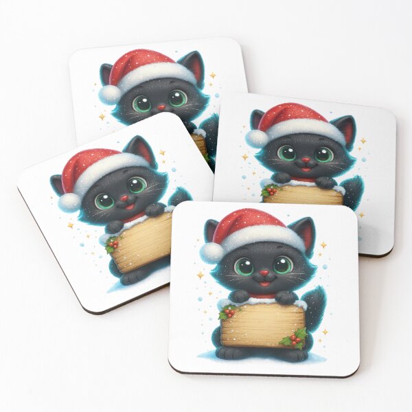 Item preview, Cute Cat Holding Blank Winter Sign | Kawaii Snowy Kitty | Cozy Christmas Cat designed and sold by PrintCreations9.