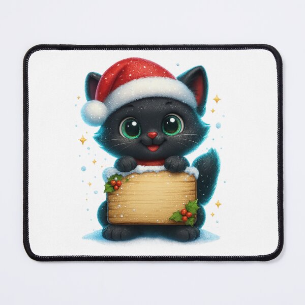Item preview, Cute Cat Holding Blank Winter Sign | Kawaii Snowy Kitty | Cozy Christmas Cat designed and sold by PrintCreations9.
