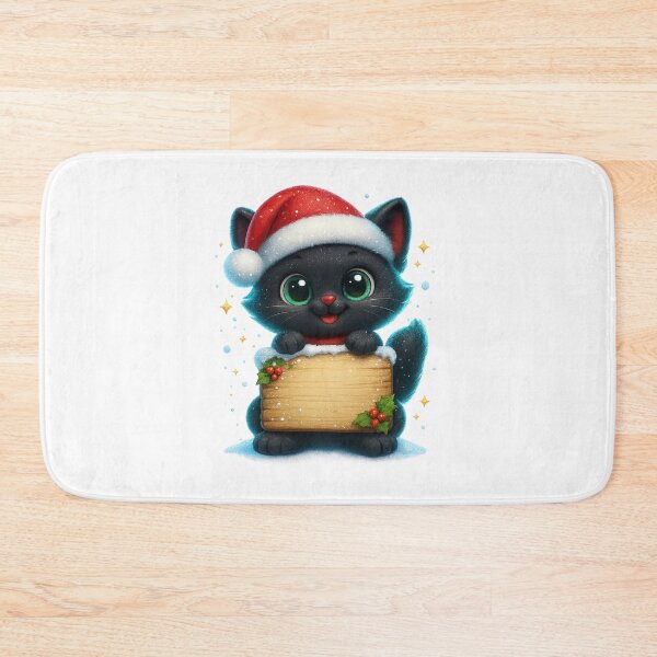 Item preview, Cute Cat Holding Blank Winter Sign | Kawaii Snowy Kitty | Cozy Christmas Cat designed and sold by PrintCreations9.