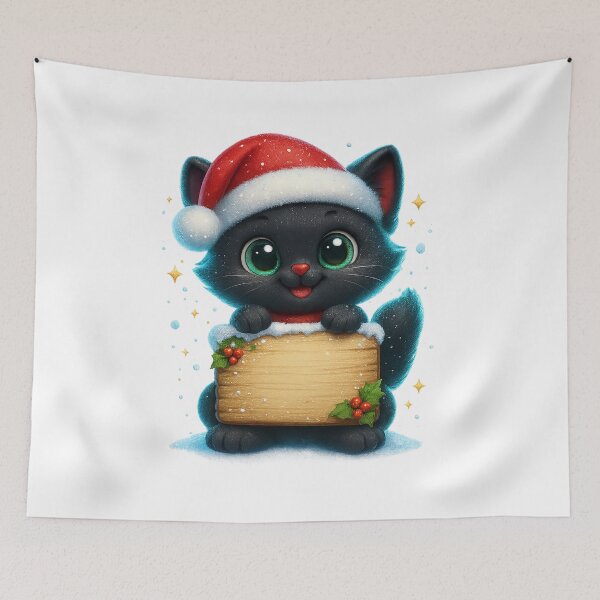 Item preview, Cute Cat Holding Blank Winter Sign | Kawaii Snowy Kitty | Cozy Christmas Cat designed and sold by PrintCreations9.
