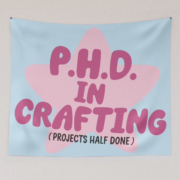 Item preview, PHD In Crafting Projects Half Done Funny Cute Pink Star designed and sold by BrownHorse90s.