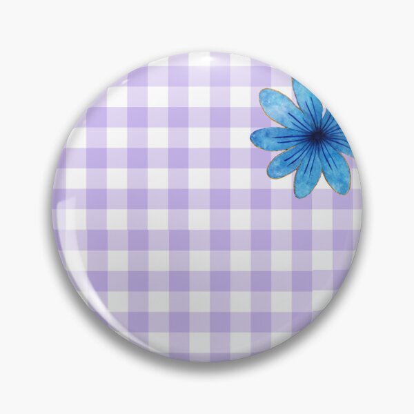 Item preview, Purple Gingham Pattern with Blue Flowers designed and sold by Le Chantier.