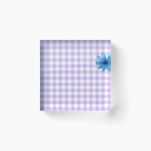 Item preview, Purple Gingham Pattern with Blue Flowers designed and sold by Le Chantier.