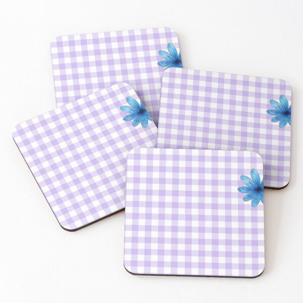 Item preview, Purple Gingham Pattern with Blue Flowers designed and sold by Le Chantier.