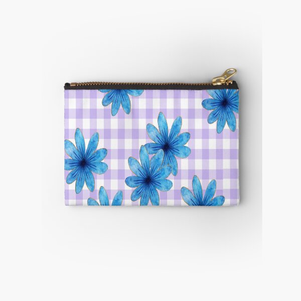 Item preview, Purple Gingham Pattern with Blue Flowers designed and sold by Le Chantier.