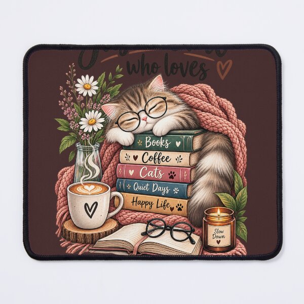 Item preview, Just a Girl Who Loves Books Cats Coffee designed and sold by JANAWIYSTUDIO.