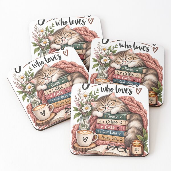Item preview, Just a Girl Who Loves Books Cats Coffee designed and sold by JANAWIYSTUDIO.