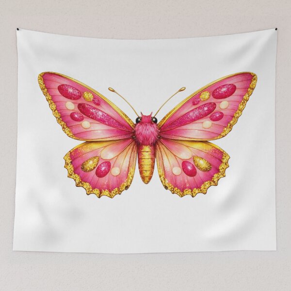 Item preview, Beautiful Pink and Gold Butterfly Illustration. designed and sold by AmirArtisanVibe.