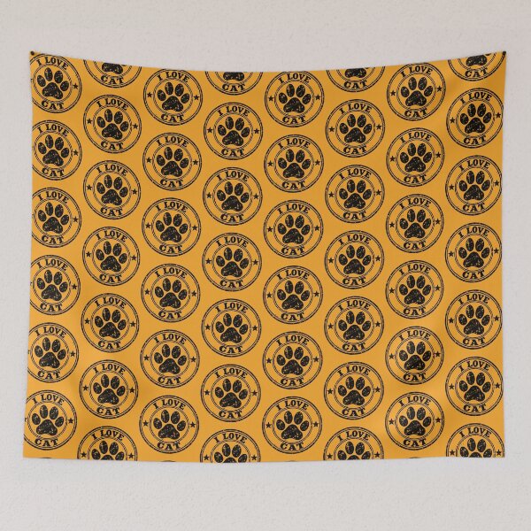 Item preview, I Love Cats Vintage Paw Print Stamp | Black and White Cat Lover Design designed and sold by +48574178623.