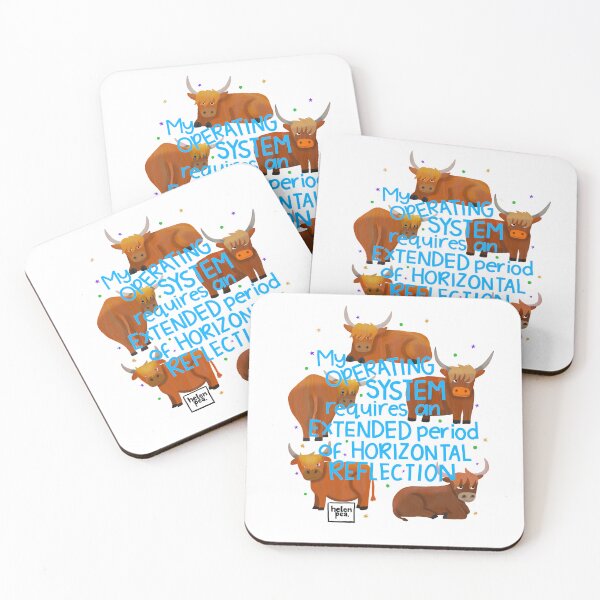 Item preview, Horizontal Reflection Highland Cows Illustration designed and sold by HelenPeaStudio.
