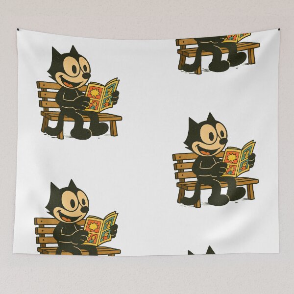 Item preview, VINTAGE CAT SITTING ON A BENCH READING A VINTAGE COMIC STRIP designed and sold by infinitearte.