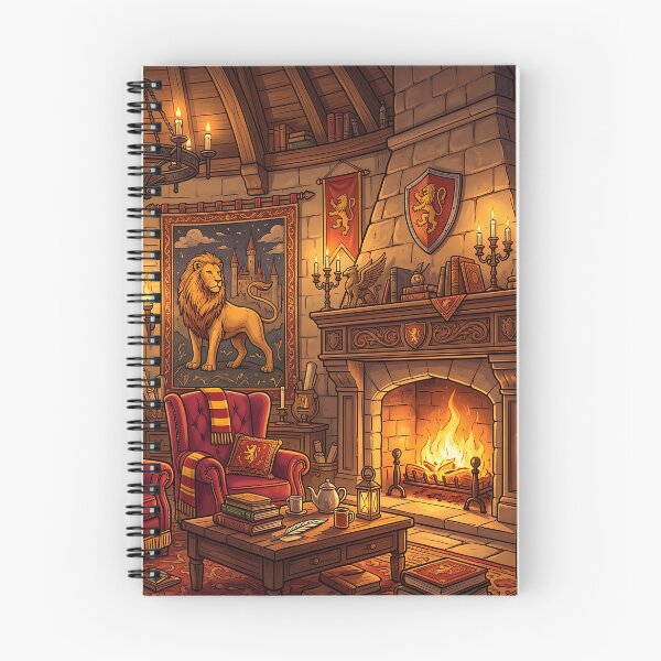 Item preview, Wizard Castle Lion House Tower Room - Cozy Fireplace Study Art designed and sold by KreonaTime.