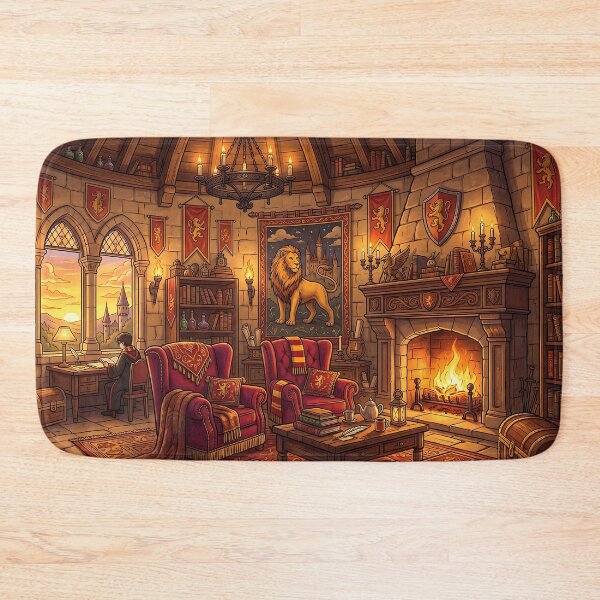 Item preview, Wizard Castle Lion House Tower Room - Cozy Fireplace Study Art designed and sold by KreonaTime.