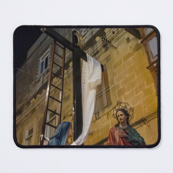 Item preview, Religious Night Procession With Statues of the Virgin Mary and Saint Beside a Cross in Old Town designed and sold by Nmallia.