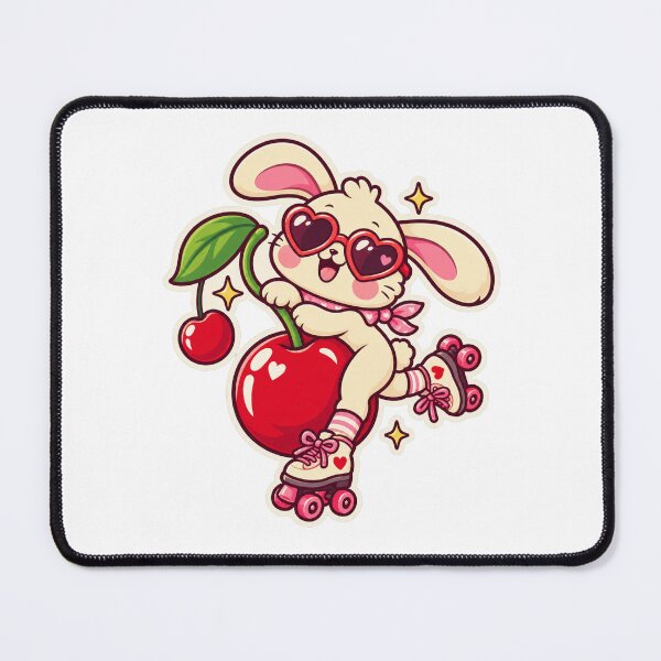 Item preview, Bunny Roller Skating Cherry designed and sold by StickyJoyStudio.