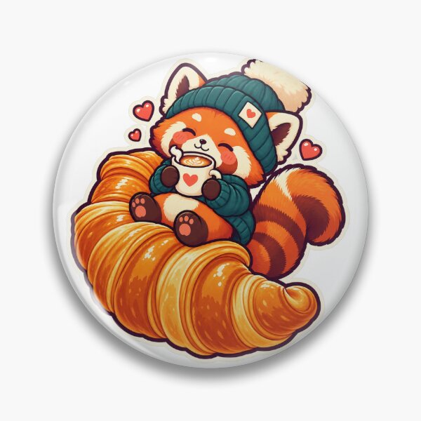 Item preview, Red Panda Coffee Croissant designed and sold by StickyJoyStudio.