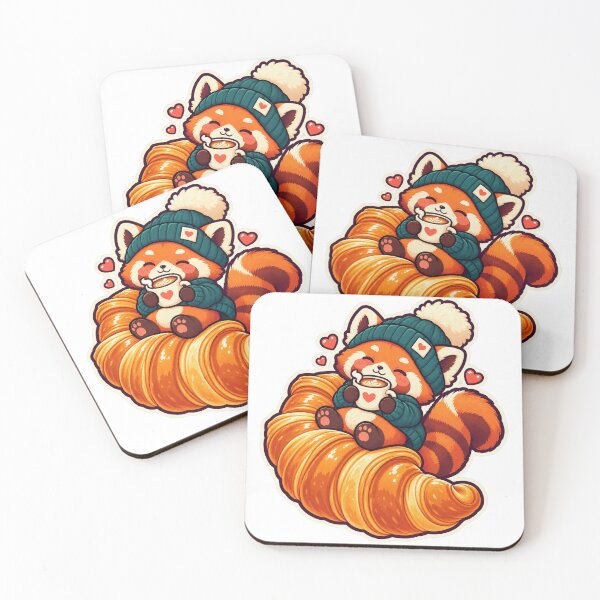 Item preview, Red Panda Coffee Croissant designed and sold by StickyJoyStudio.