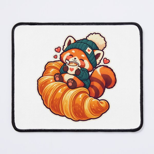 Item preview, Red Panda Coffee Croissant designed and sold by StickyJoyStudio.