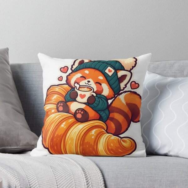 Item preview, Red Panda Coffee Croissant designed and sold by StickyJoyStudio.