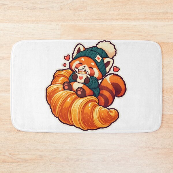 Item preview, Red Panda Coffee Croissant designed and sold by StickyJoyStudio.