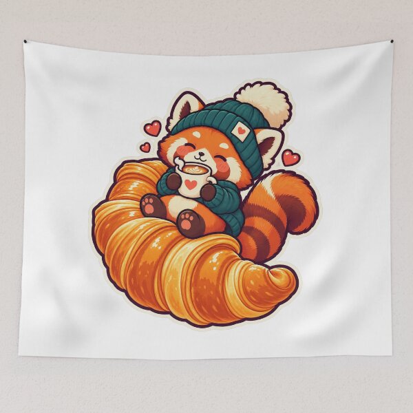 Item preview, Red Panda Coffee Croissant designed and sold by StickyJoyStudio.