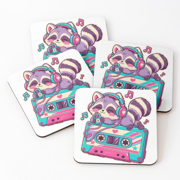 Item preview, Raccoon Cassette Grooves designed and sold by StickyJoyStudio.