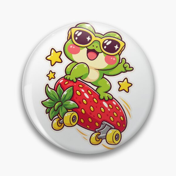 Item preview, Frog Skater Strawberry designed and sold by StickyJoyStudio.