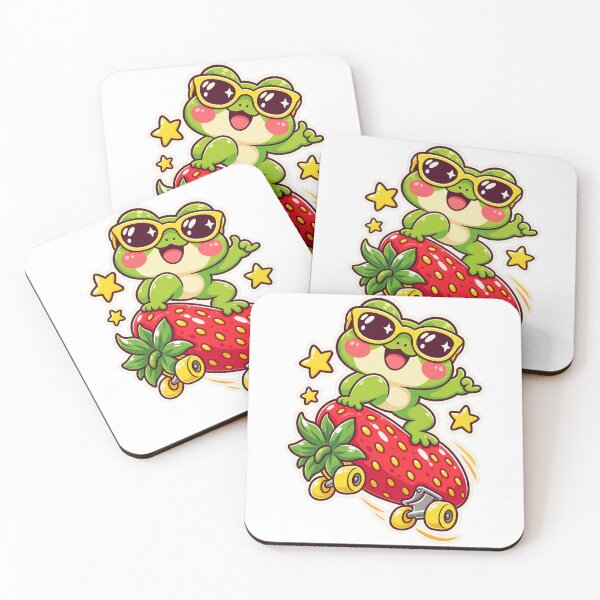 Item preview, Frog Skater Strawberry designed and sold by StickyJoyStudio.