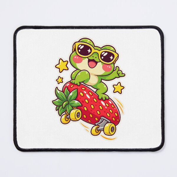 Item preview, Frog Skater Strawberry designed and sold by StickyJoyStudio.
