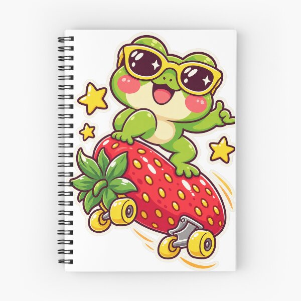 Item preview, Frog Skater Strawberry designed and sold by StickyJoyStudio.