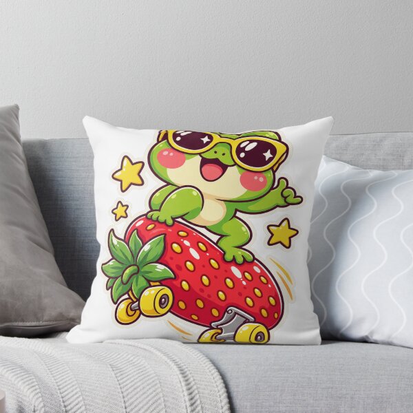 Item preview, Frog Skater Strawberry designed and sold by StickyJoyStudio.