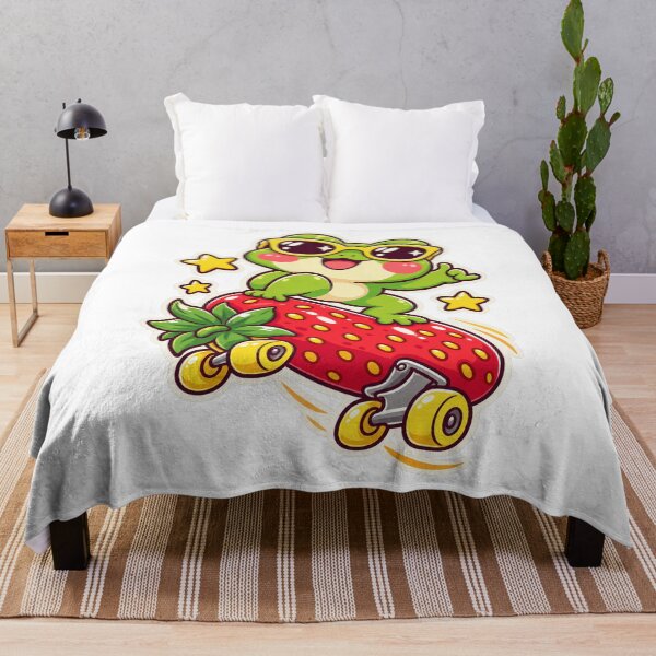 Item preview, Frog Skater Strawberry designed and sold by StickyJoyStudio.