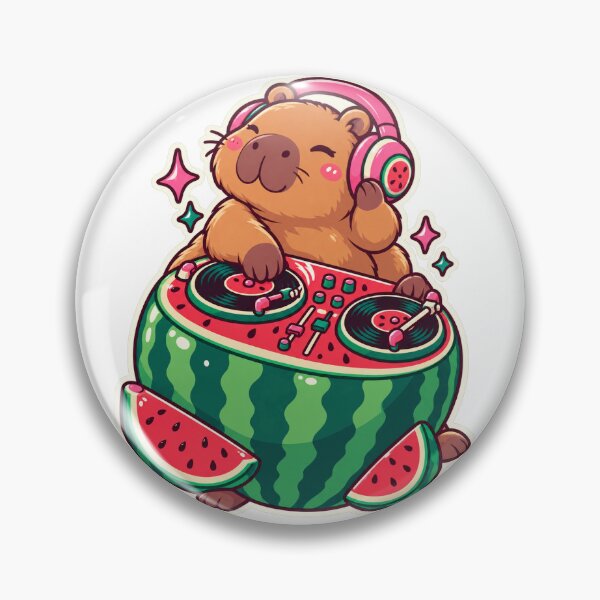 Item preview, Capybara DJ Watermelon designed and sold by StickyJoyStudio.