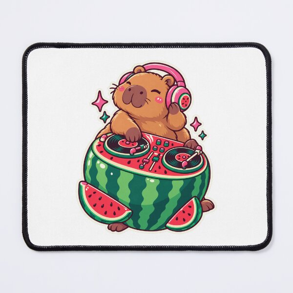 Item preview, Capybara DJ Watermelon designed and sold by StickyJoyStudio.