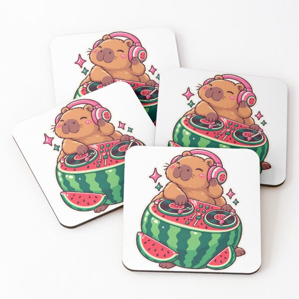 Item preview, Capybara DJ Watermelon designed and sold by StickyJoyStudio.