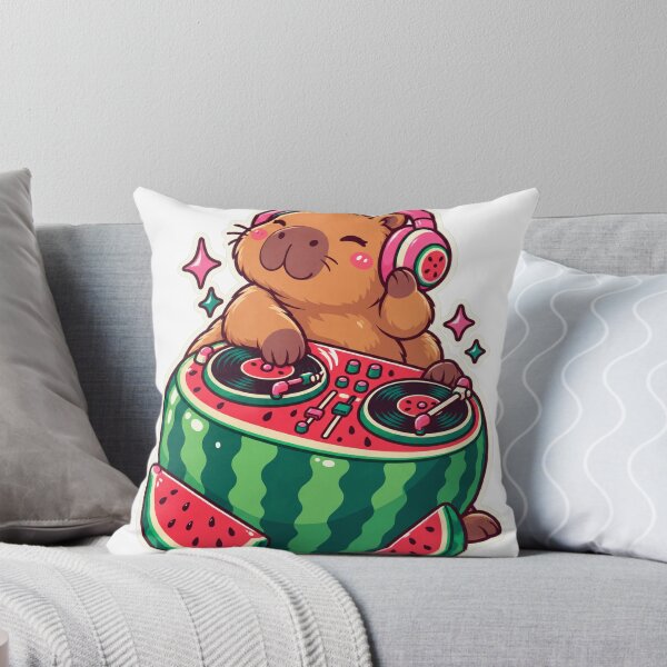 Item preview, Capybara DJ Watermelon designed and sold by StickyJoyStudio.