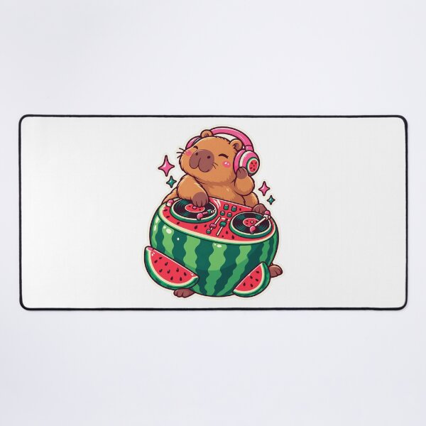 Item preview, Capybara DJ Watermelon designed and sold by StickyJoyStudio.