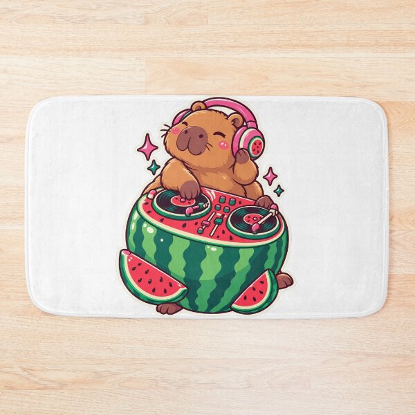 Item preview, Capybara DJ Watermelon designed and sold by StickyJoyStudio.