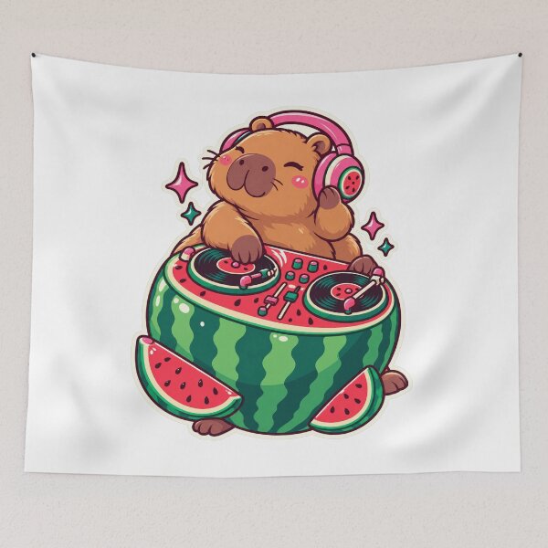 Item preview, Capibara DJ Sandía designed and sold by StickyJoyStudio.