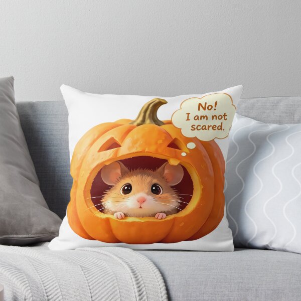 Item preview, Brave Little Mouse in Pumpkin — "No! I am not scared." Halloween designed and sold by Bondingbonding.