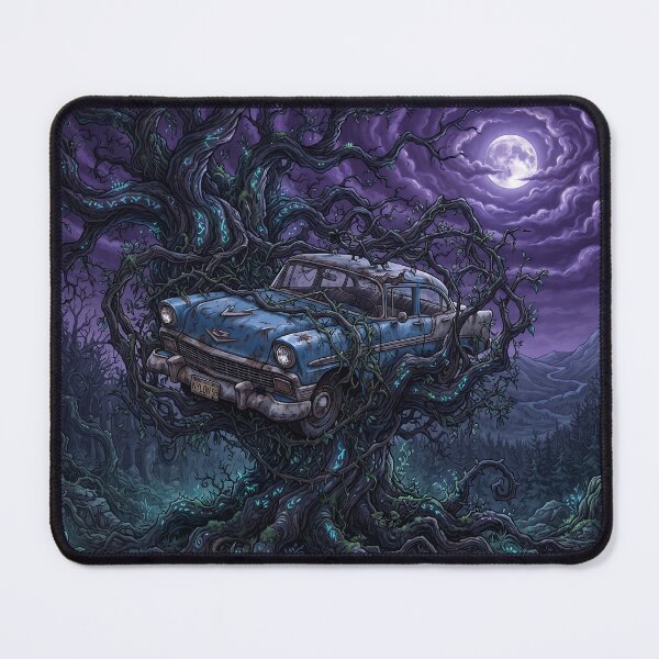 Item preview, Flying Blue Car in Enchanted Whomping Willow Tree - Magical Fantasy Art designed and sold by KreonaTime.